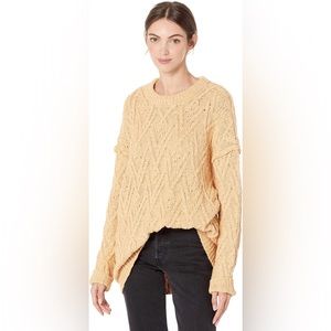 Free People Isla Cable Knit Tunic Sweater in the color camel. NWT size XS.